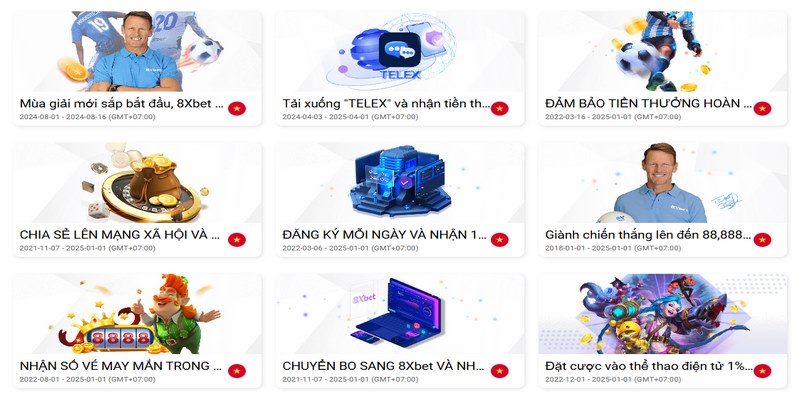 Có nhiều khuyến mãi hấp dẫn dành cho khách hàng đăng ký 8Xbet