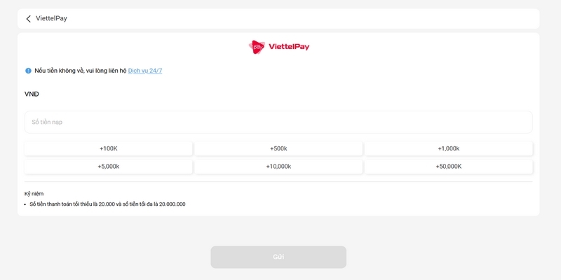 Gửi tiền qua ví điện tử cung cấp hạn mức lớn tới 50.000K/lần